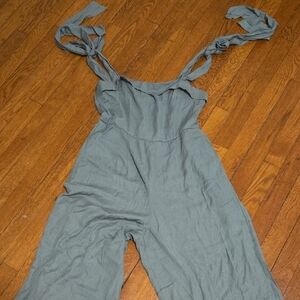 Trixxi Green Jumpsuit with Tie Shoulder Straps